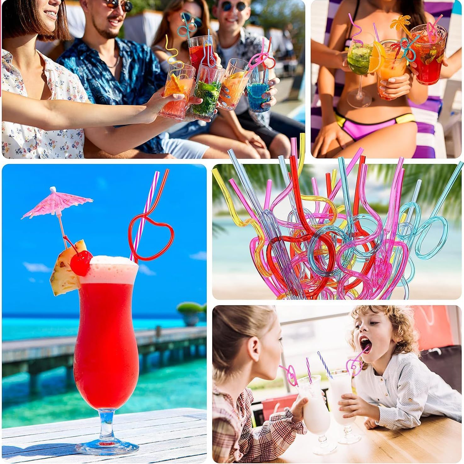 WADY 30Pc Crazy Straws,Silly Straws for Kids &Adults,Reusable Plastic Loop Curly Crazy Drinking Straws for Classroom Activities Valentines Day Gift Christmas Birthday Wedding Party Supplies Decoration image number 6