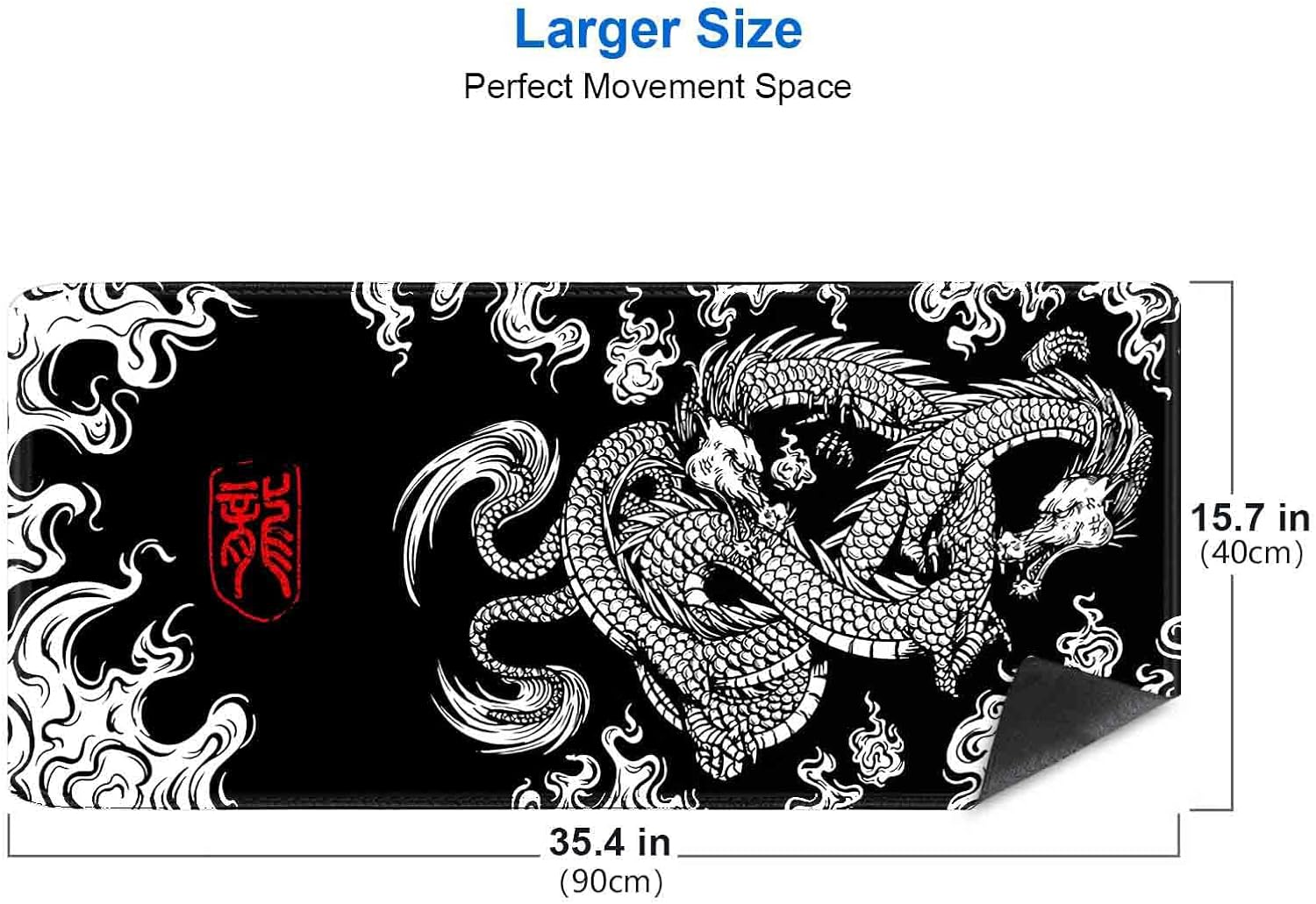 IMAYONDIA Large Mouse Pad XXL (90X40Cm), Non-Slip Gaming Mouse Pad, Extended Rubber Base Long Computer Mouse Pad Desk Keyboard Mat (Dragon XXL-90X40CM) image number 2
