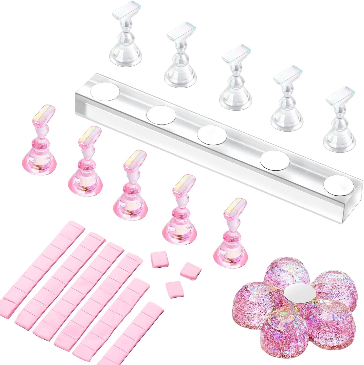 Makartt Nail Stand for Press on Nails Display Practice Art Magnetic Fake Nail Holder for Painting Nails Stand for False Nail Designs with Reusable Putty for Home DIY Beginner Salon Supplies image number 1