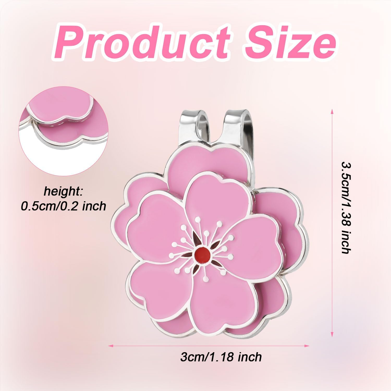NQEUEPN Magnetic Golf Ball Marker with Golf Hat Clip, Magnetic Ball Marker Hat Clip Flower Shape Golf Ball Marker Set Accessories for Golf Bag Hat Women Men Golfer image number 6