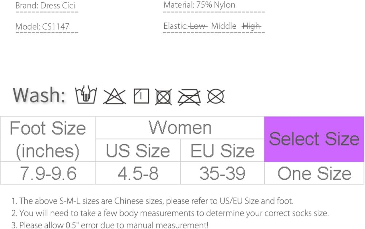 Dress Cici Nylon Thin No Show Socks for Women with All around Silicone Grip That Stay up (5 Set)