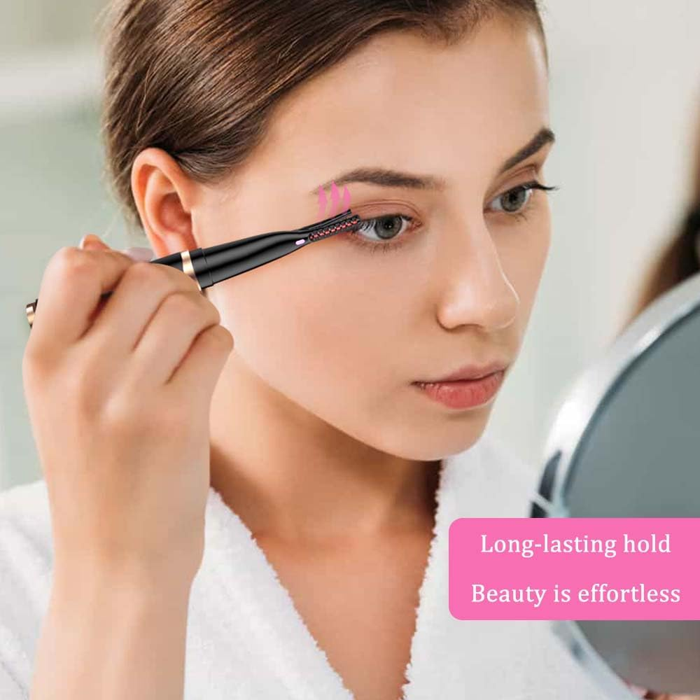 Heated Eyelash Curler for Women with Built-In Comb, USB Rechargeable 2 in 1 Clip-Type Eyelash Curler 3 Temperature Modes