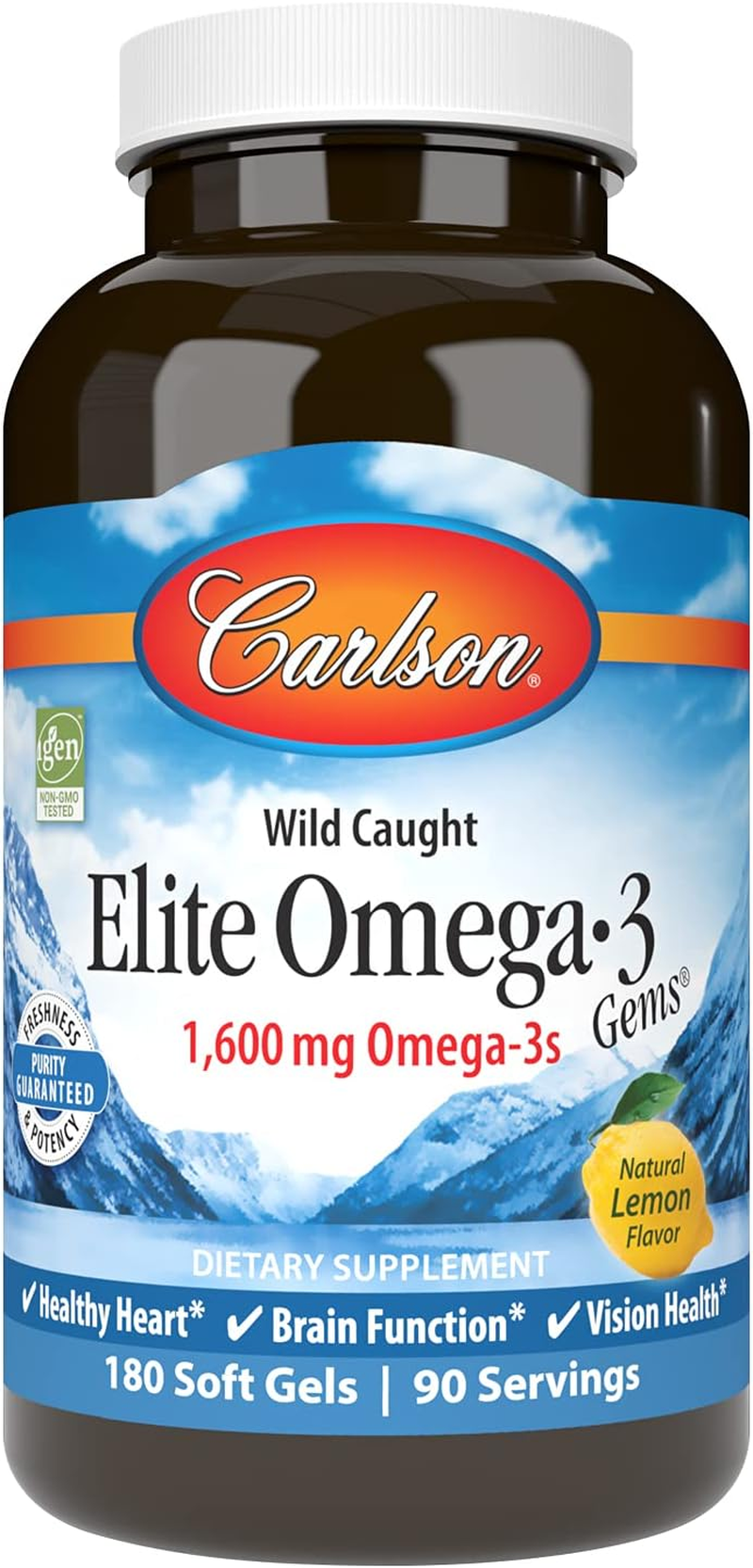 Carlson Labs Wild Caught Elite Omega-3 Gems Natural Lemon Flavor 1 600 Mg 180 Soft Gels image number 3