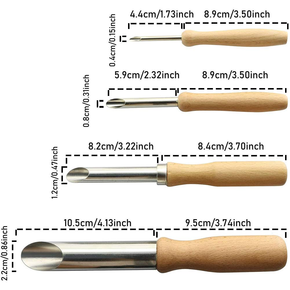 BCP Pack of 4 Stainless Steel and Wood Circular Clay Hole Cutters for Pottery and Sculpture image number 3