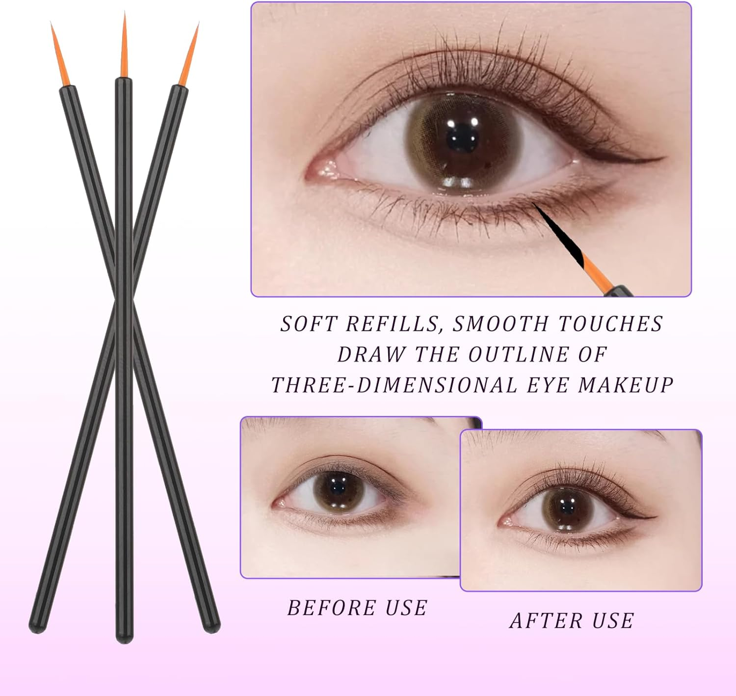 100 Pack Disposable Eyeliner Brushs, Fine Point Applicator Makeup Eyeliner Wands Eyelash Applicator Cosmetic Eye Wands Makeup Brushes Tools(Black)