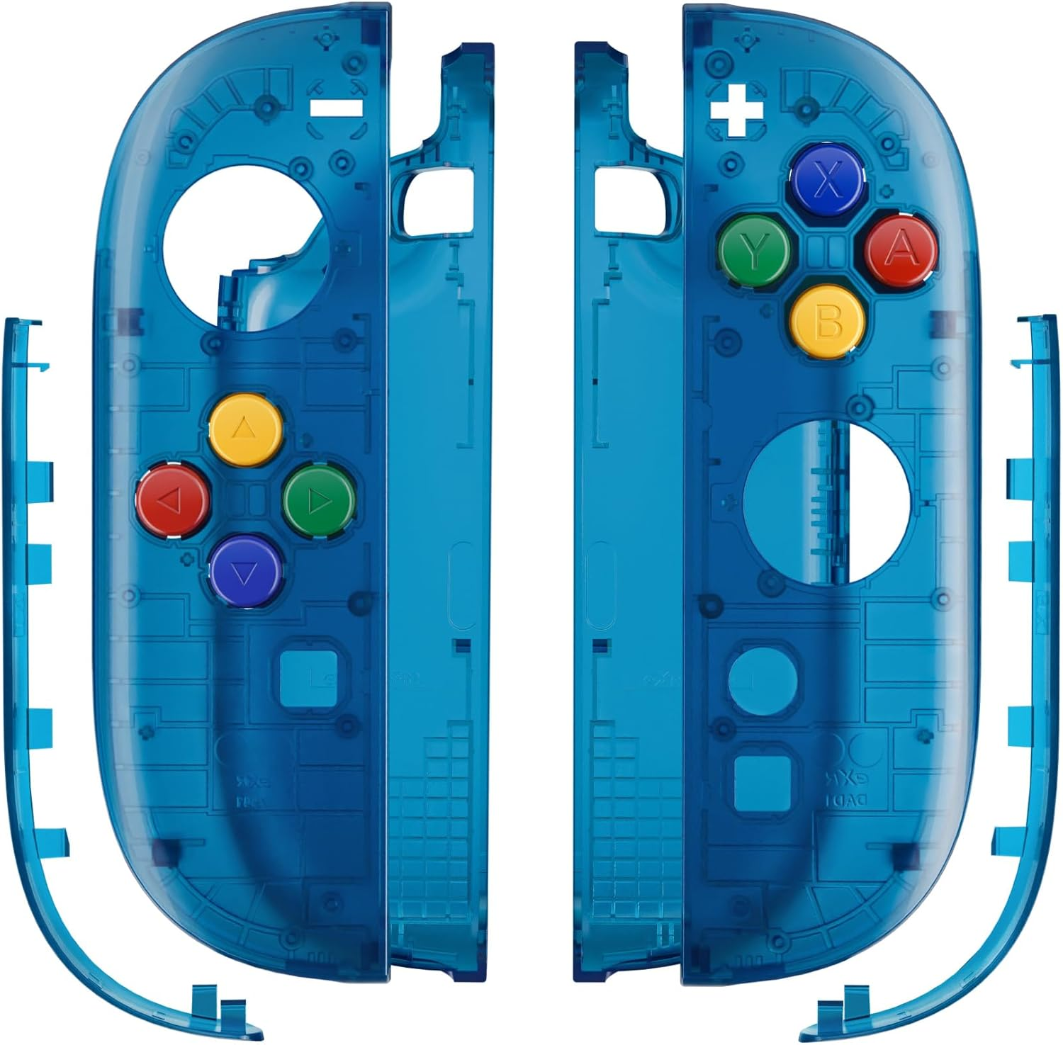 Extremerate DIY Replacement Shell Buttons for Joycon 2, Housing Faceplate Case + Decorative Strips + ABXY Direction Keys + Tools for Nintendo Switch 2 Controller - Essence Version - Clear Slate Black