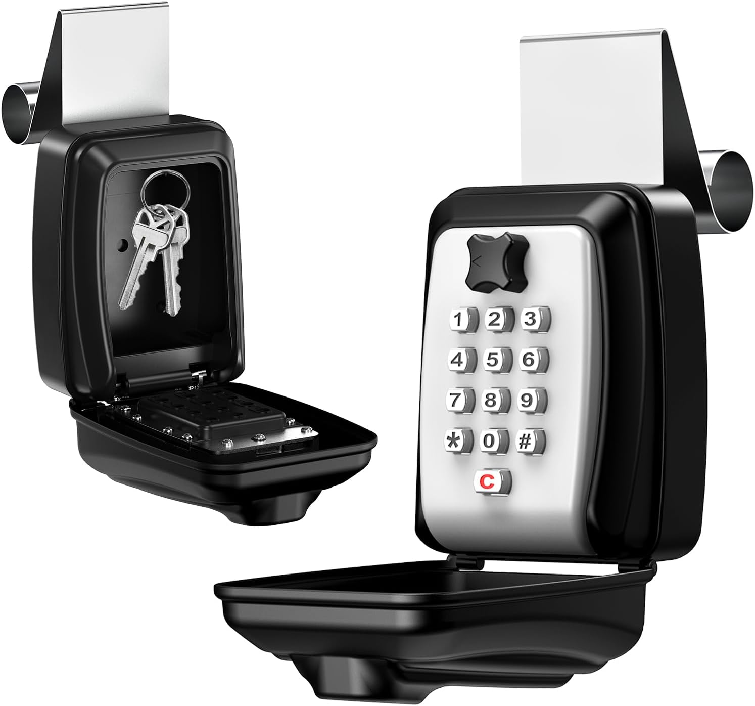 AMIR Car Window Lock Box, Portable Key Storage Lockbox Outdoor, Key Safe Wall Mounted with Resettable 12 Digit Code, Weatherproof, 2 Installation Methods, Key Lock for Car Rental,Home,Office-Black image number 2