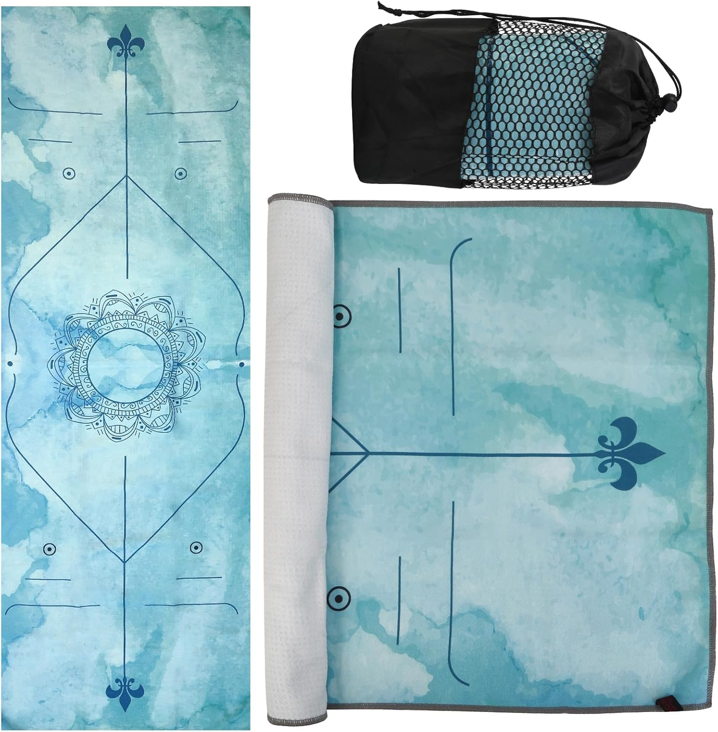 Yoga Towels, Non Slip Hot Yoga Mat Towel with Grip Dots,Super-Absorbent Soft Microfiber Yoga Blanket for Pilates, Fitness and Workout 72Inch X 24Inch Green