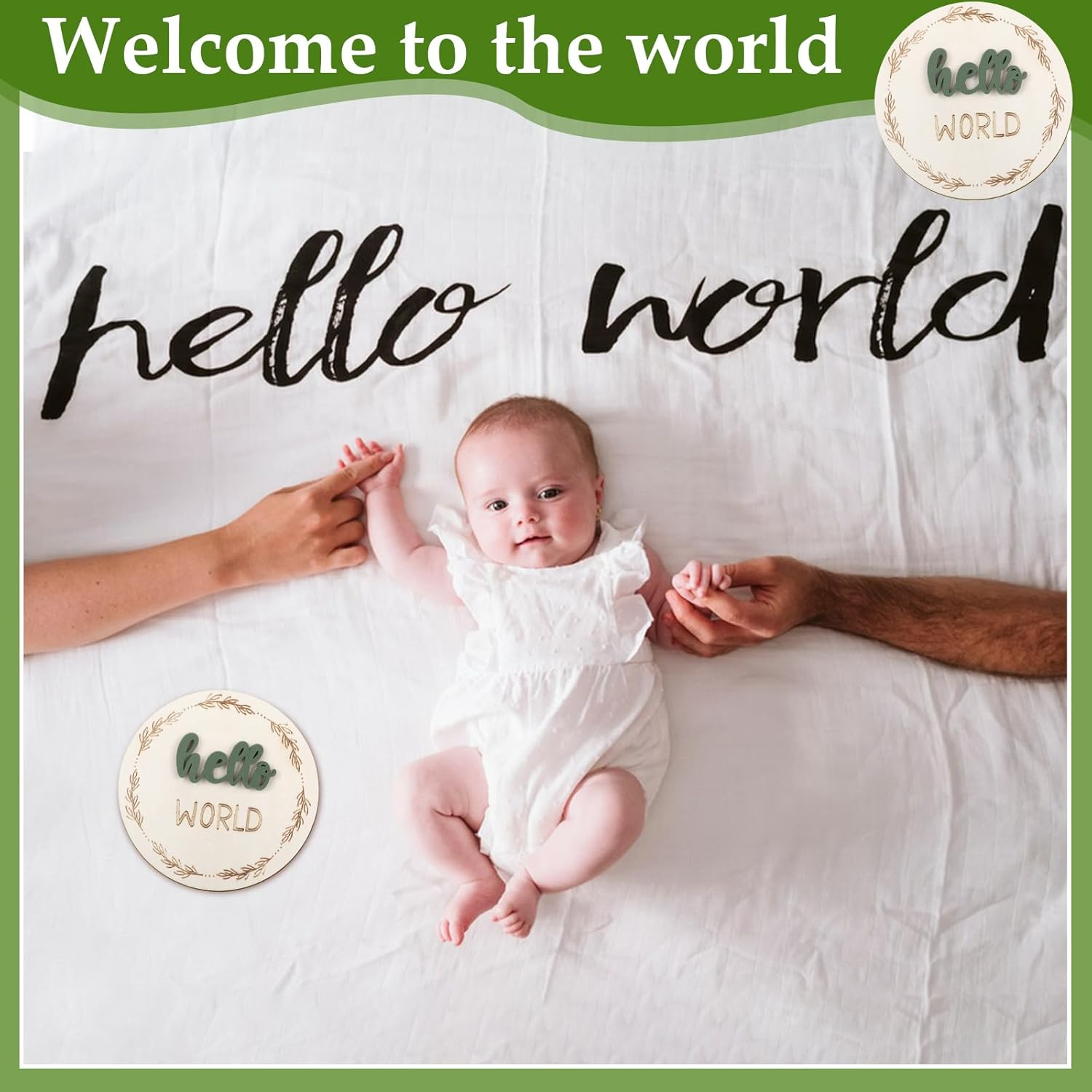 7 Pcs Baby Monthly Milestone Cards Sign, Double Sided 3D Baby Milestone Signs Baby Growth Cards Milestone Wooden Circles for Baby Boy Girls 1-12 Months Baby Milestone Pictures (Double Sided) image number 6