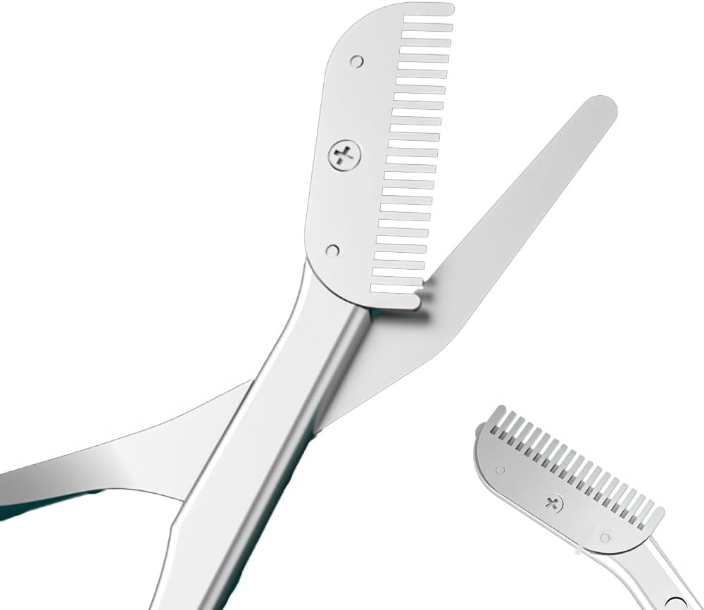 Professional Eyebrow Trimming Scissors with Comb, Precision Trimmer, Non-Slip Finger Grips image number 1