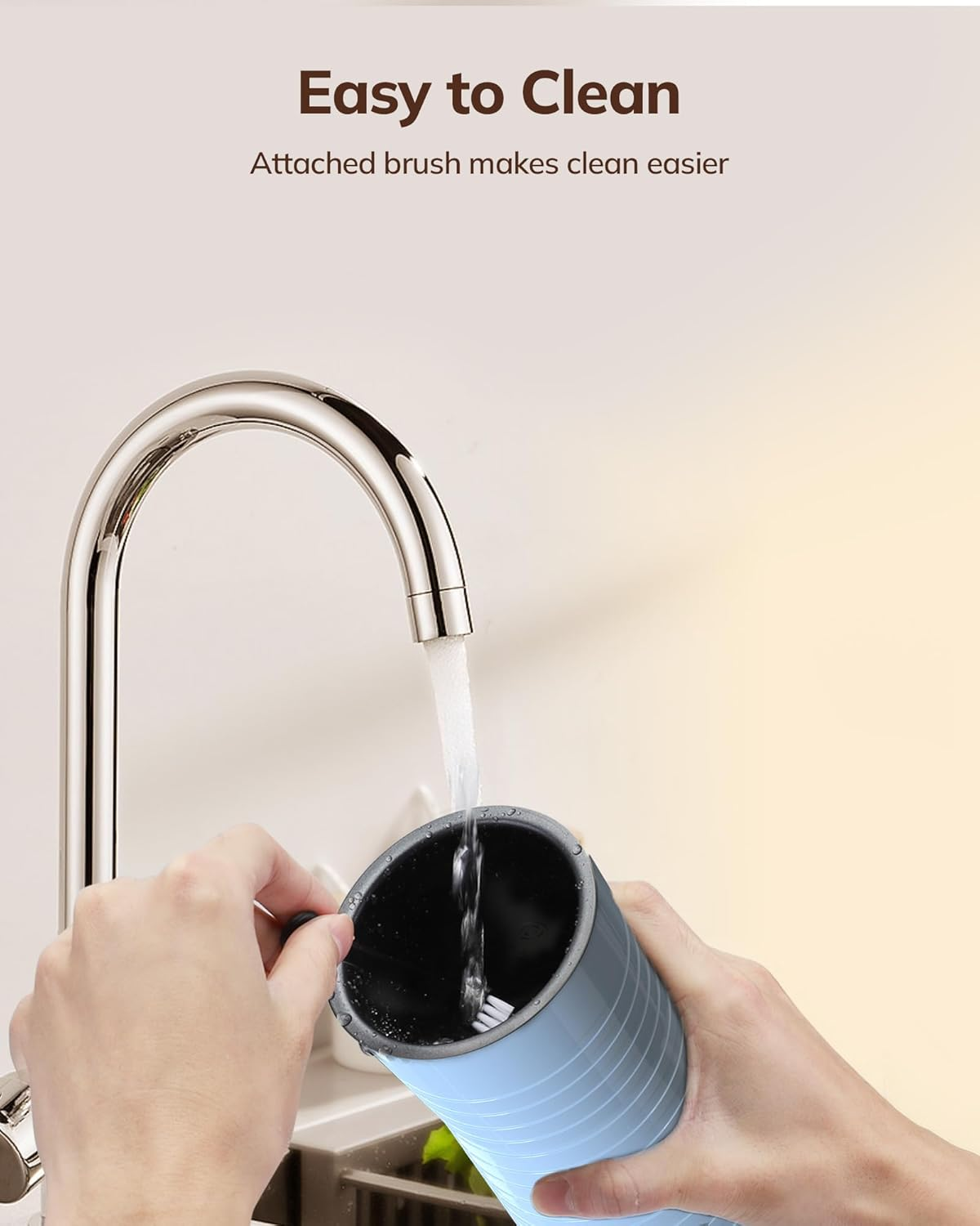 Morpilot Electric Milk Frother, Automatic Milk Frother, 4-In-1, Suitable for Hot and Cold Milk Frother, Latte, Cappuccino, Macchiato, Blue - Blue image number 5