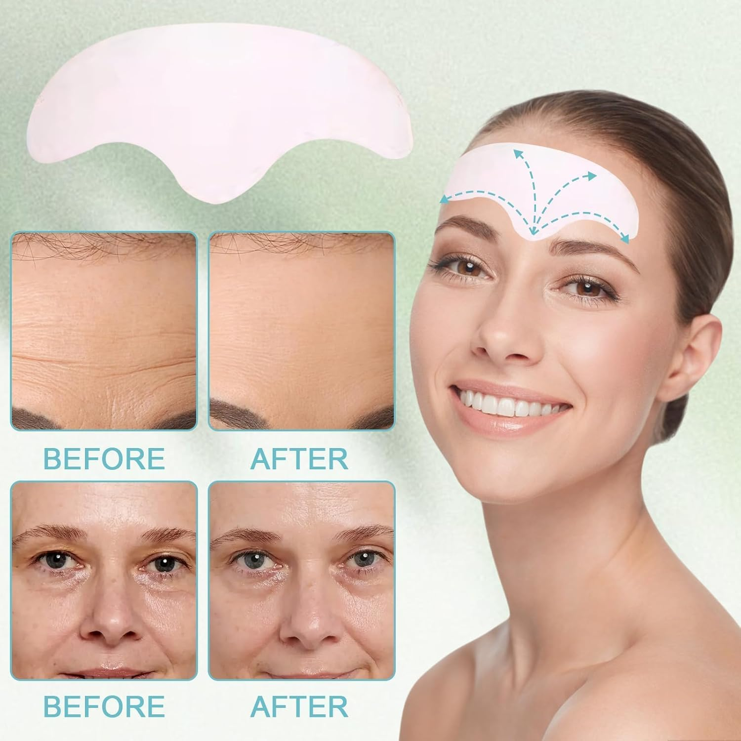 Forehead Wrinkles Patches 10 Pcs, Face Tape for Forehead Lines Reducer, with Aloe, Collagen, Vitamin E, anti Wrinkle Patch for Fine Lines image number 5