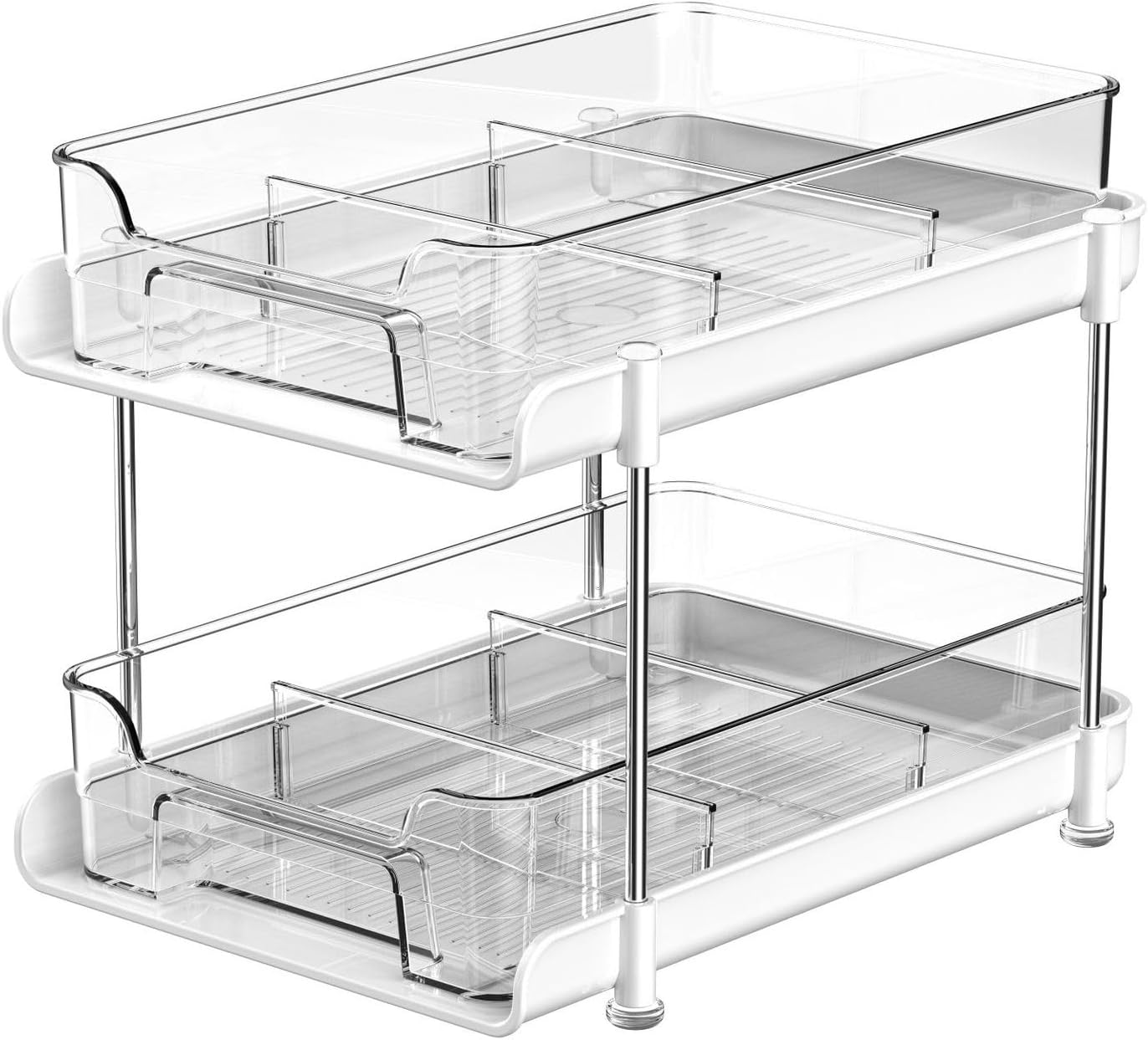 2-Tier Clear under Sink Organizers and Storage, Pull Out Cabinet Organizer for Pantry Organiser, Kitchen Pantry Organization with Movable Divider, Multi-Purpose Bathroom Cabinet Organizer(1 Pack) image number 3