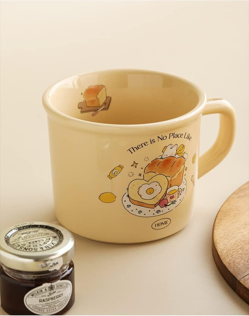 Cute Morning Coffee Mug 380Ml/12Oz Kawaii Bunny and Toast Bagel Household Ceramics Latte Milk Tea Cup for Boys Girls Kids Daughter Son Home Family (Toast)