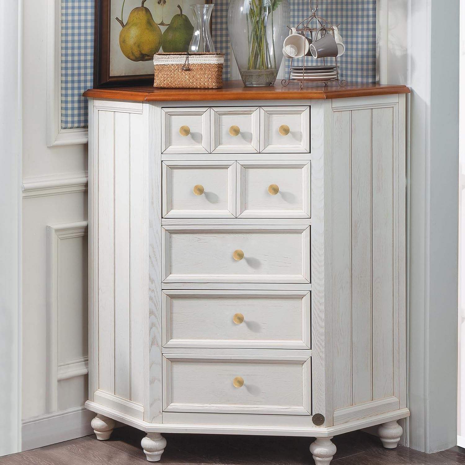 Tsunnee 12PCS Vintage Cabinet Knobs, Chic Drawer Knobs, Antique Brass Kitchen Cupboard Handles, 30Mm round Furniture Door Knobs image number 3