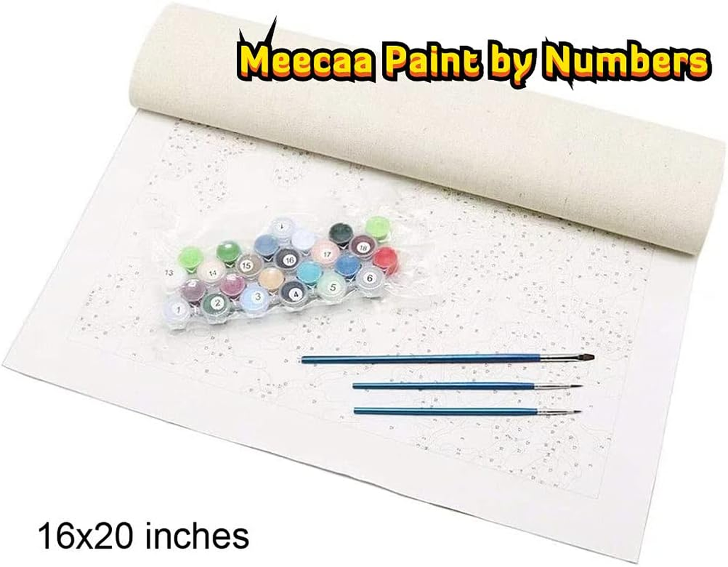 Meecaa Paint by Numbers Fish Goldfish Animal Lotus Kit for Adults Beginner DIY Oil Painting 16X20 Inch (Fish, No Frame) image number 2