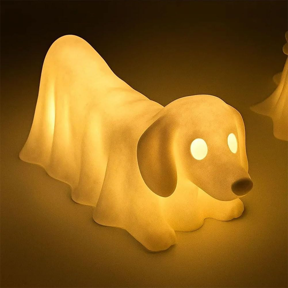 Halloween Dachshund Pumpkin Lamp,Figurines Dachshund Ghost Lamps,Cute Decor Statues Nightlight,Ghost Lamp French Bulldog,Fans of Quirky Decor,The Dark Party Display and Dog Lovers image number 2