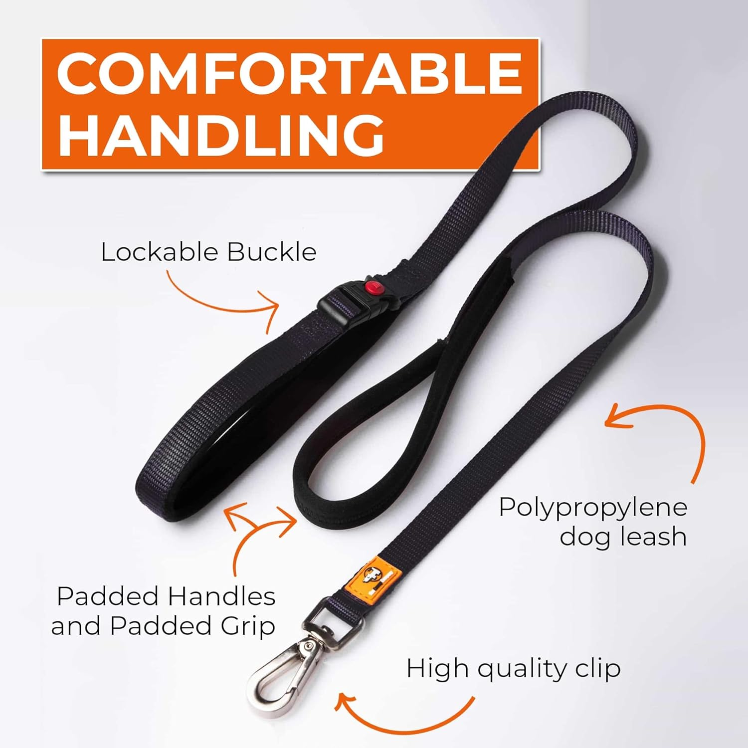 Canny Connect Dog Lead - Lead with Soft Padded Handles, Padded Grip and a Secure Clip. Secure Your Dog without Needing to Remove the Lead