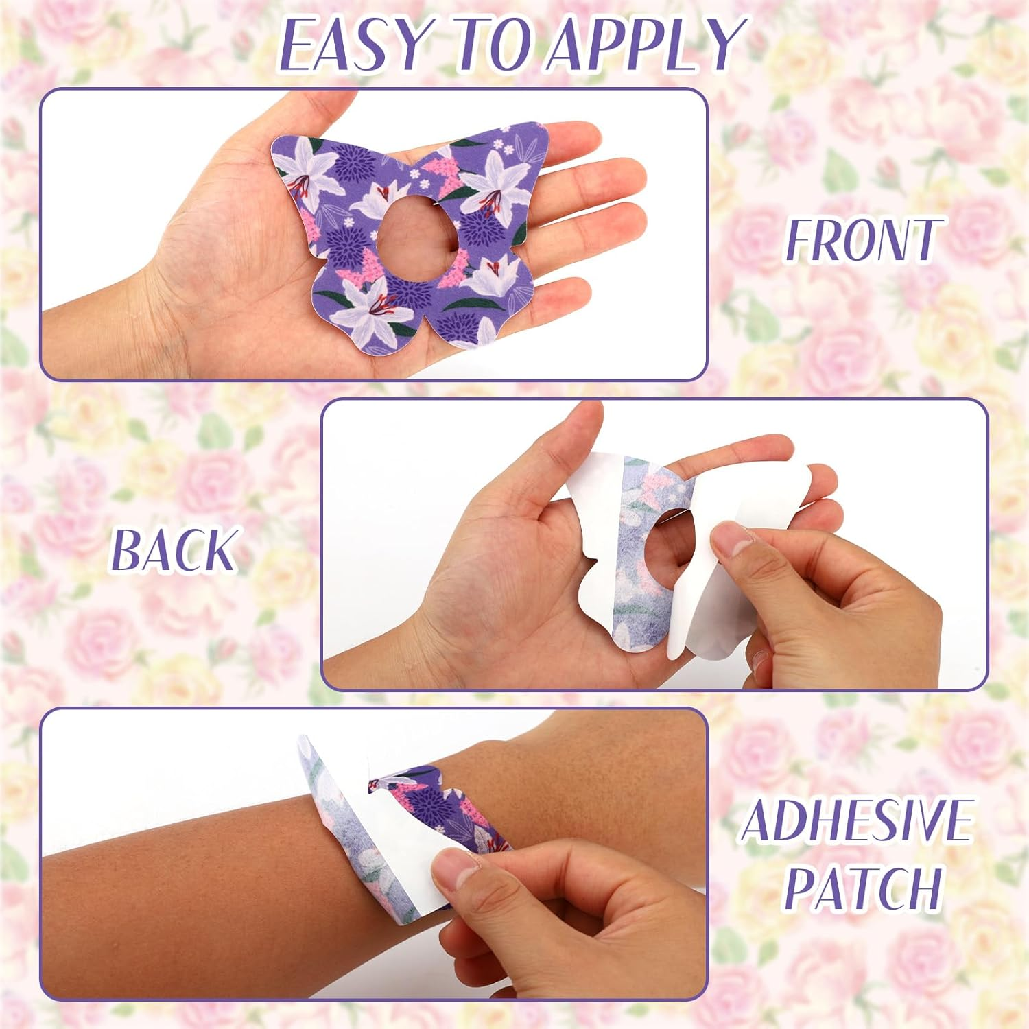 25 Pcs Adhesive Patches for Dexcom G7, 5 Styles Beautiful Butterfly Design Adhesive Patches Waterproof & Breathable Latex Free over Patch Sensor Stickers image number 4