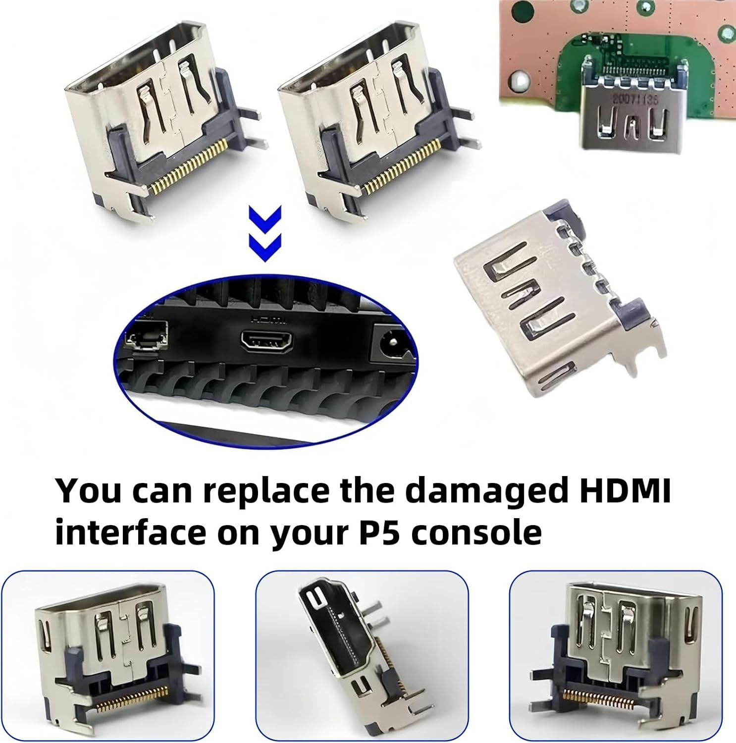 Hzqzaoan 4Pcs HDMI Port Socket Connector Replacement for PS5 - HDMI Jack Interface Connector Replacement for PS5 Console with Tools(Easy Installation & Secure Fit) image number 2
