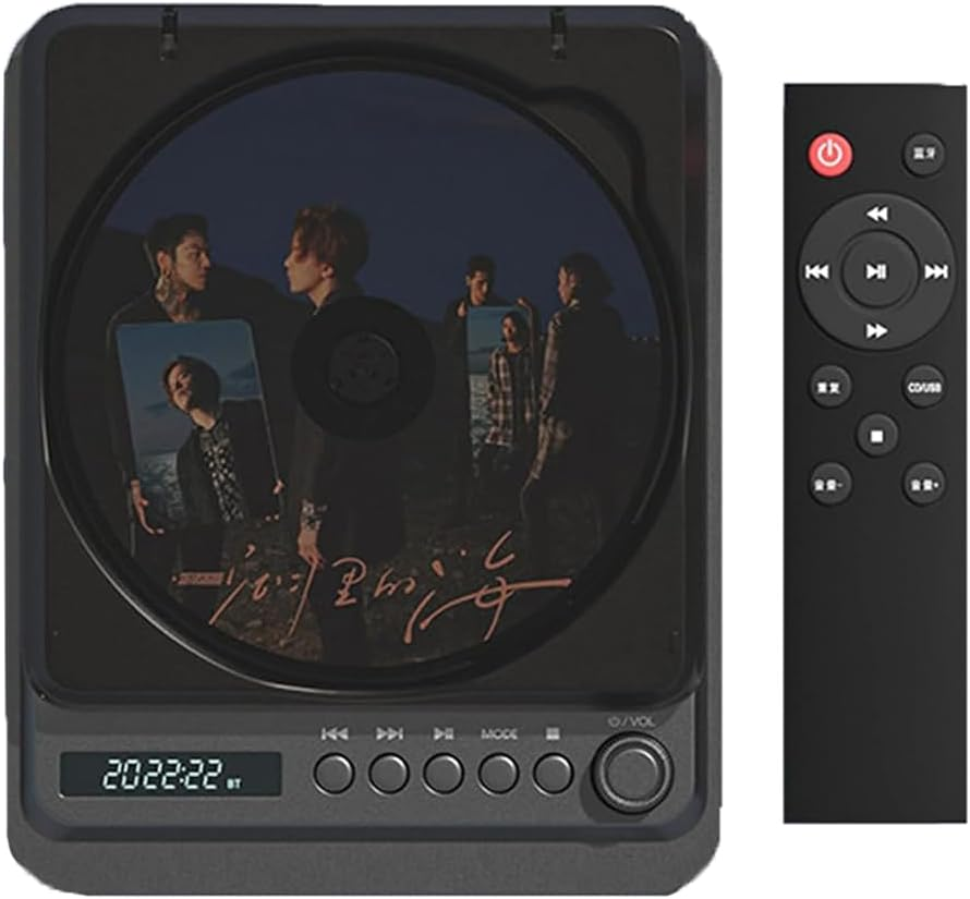 Retro Compact Disc Player, Portable Desktop CD Music Speaker, Rechargeable Home Music Audio, Remote Control, Support AUX in Cable & USB, for Sports, Study, Work B