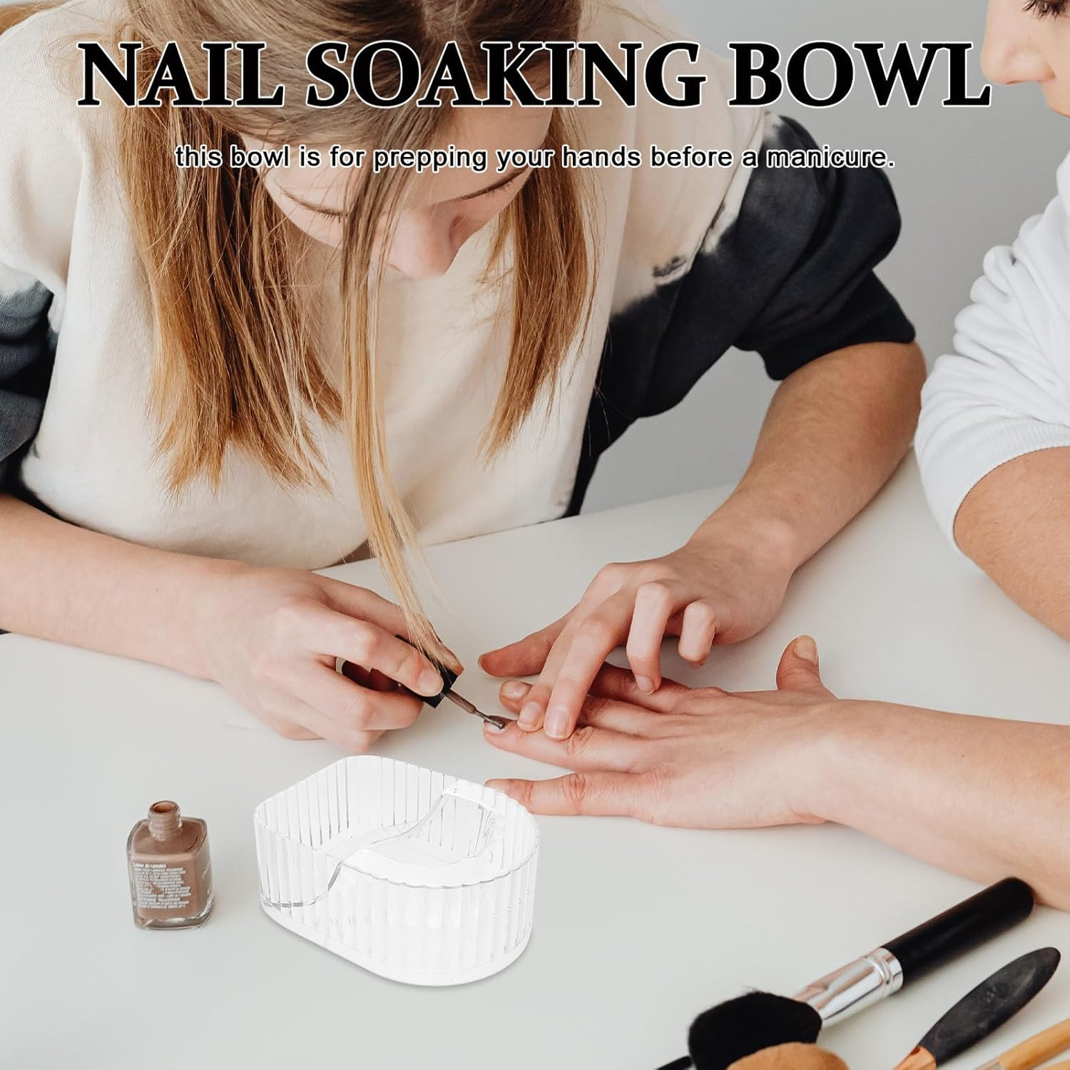 SOLUSTRE Hand Soaking Bowl for Manicure Nail Soaker Bowl Softens Cuticles Nail Care Tool and Salon Use image number 5