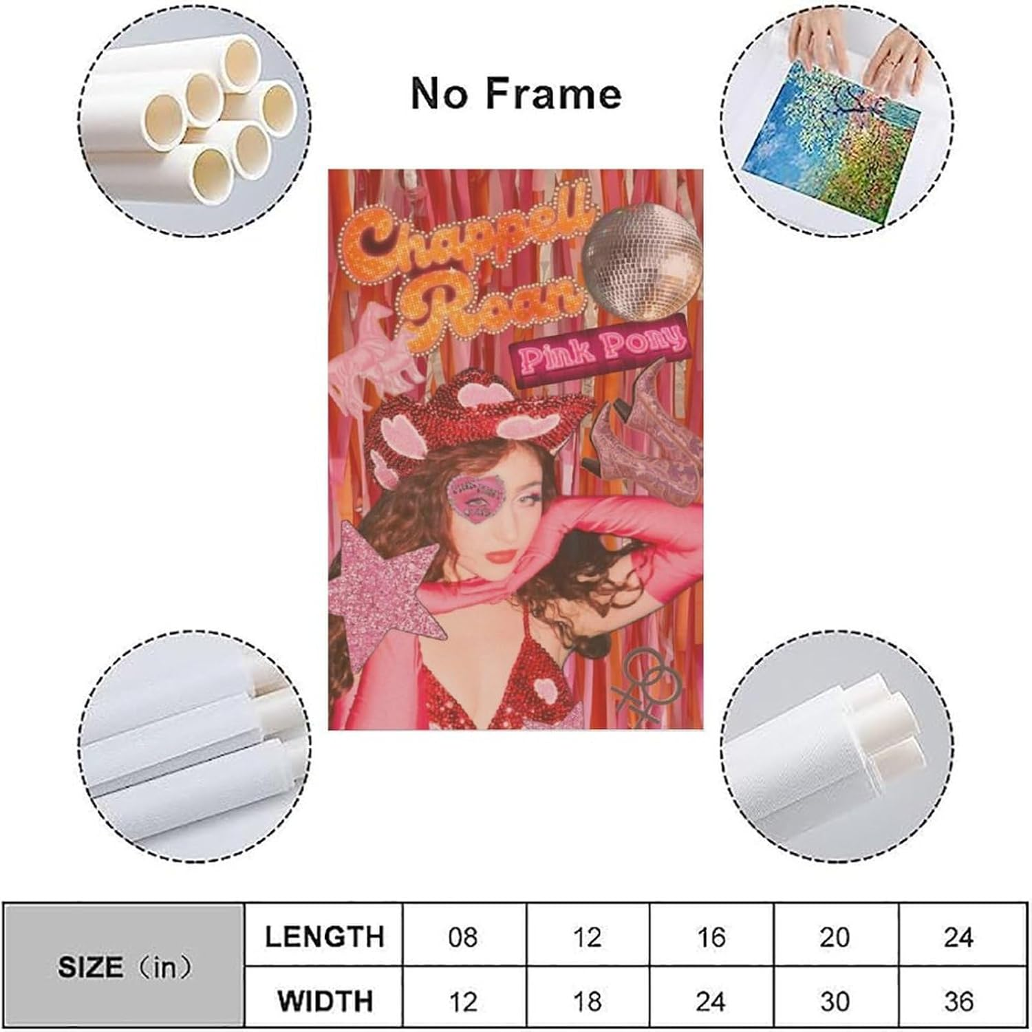 Chappell Roan Poster Pink Vintage Poster Canvas Painting Wall Art Picture Home Decor Print for Bedroom Living Room Dorm Study Bar Office 12X18Inch(30X45Cm)