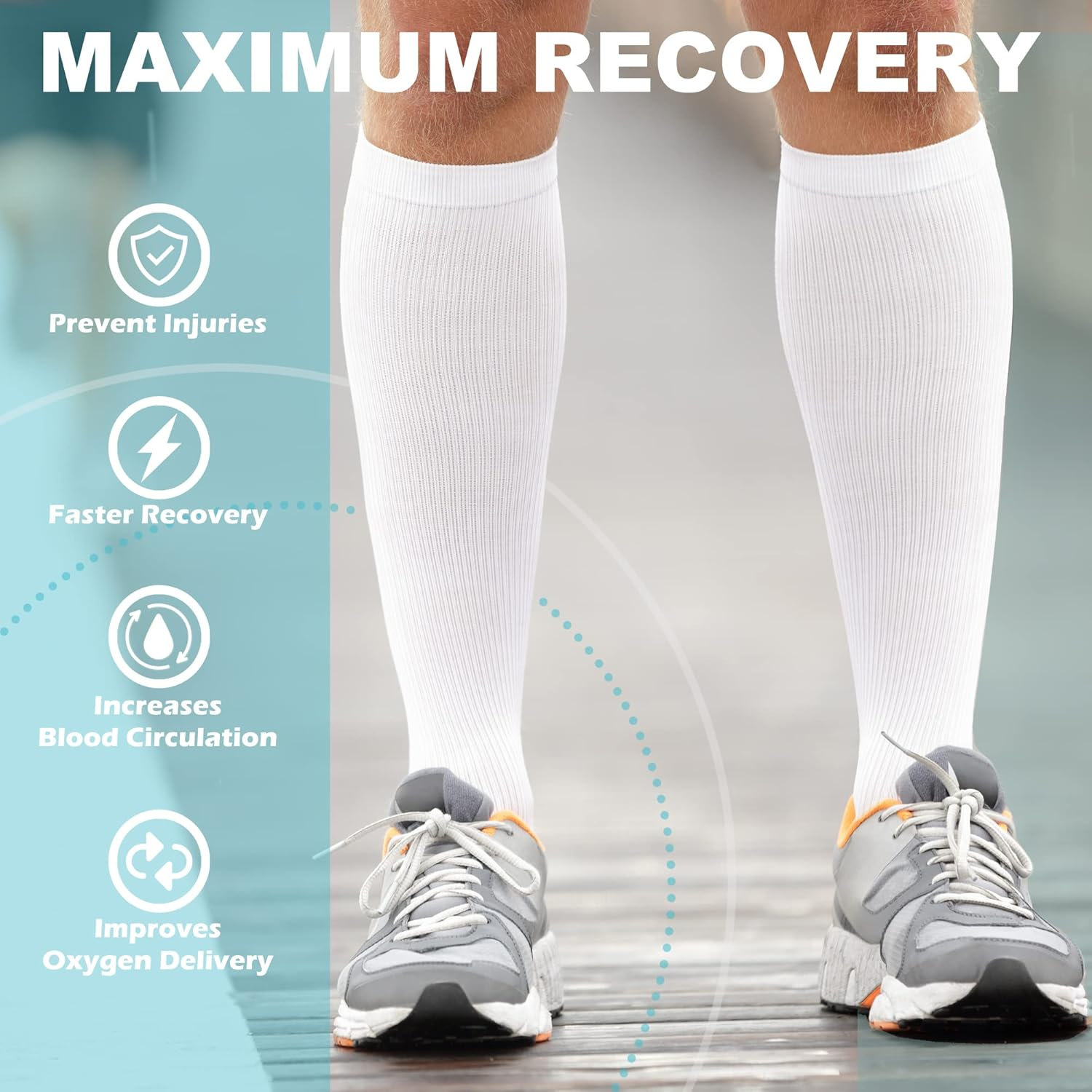 UUSOCKS Medical Compression Socks for Women and Men 3 Pairs 20-30 Mmhg Knee High Compression Stockings Circulation Best for Running Athletic Nurses image number 2