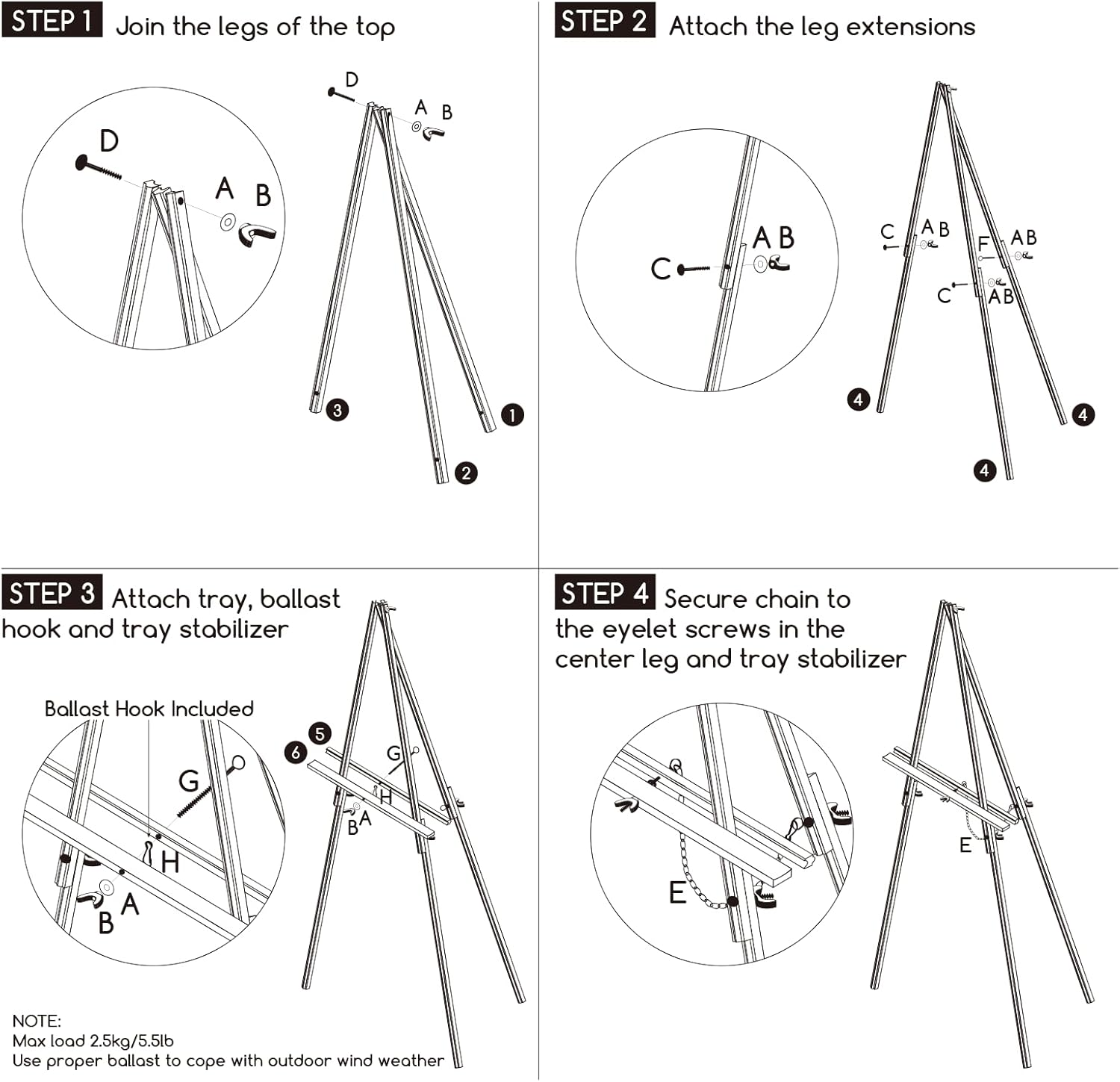 MEEDEN Wooden Easel Stand for Display: Black Wood Tripod for Wedding Sign - Poster Board Holder for Welcome Picture image number 6