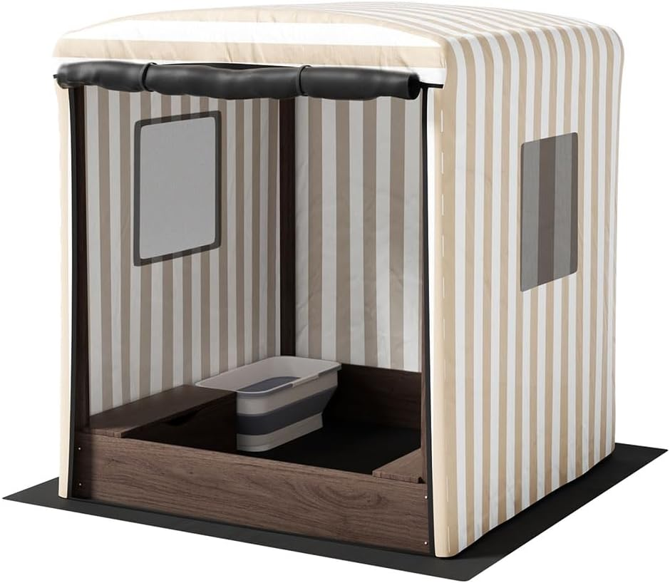 Keezi Kids Sandpit, 120Cm Height Wooden Sandbox Sand Pit Play Toys Water Basin Sandcastle Garden Patio Beach Activity Outdoor Toy Games, with Water-Resistant Canopy and Roll-Up Windows image number 3