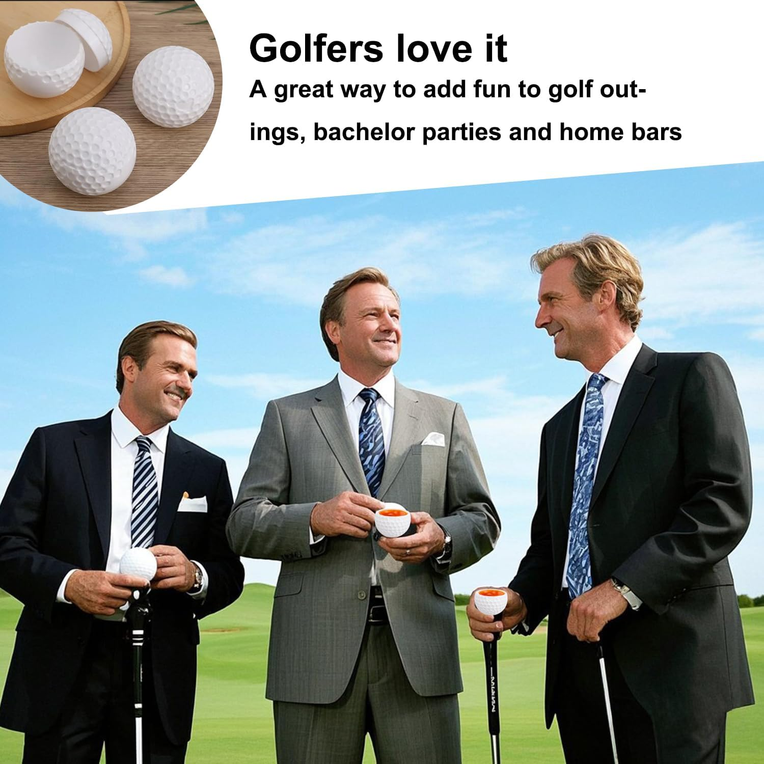 Lasuroa 3Pcs 1.7Oz Golf Ball Shot Glasses with Lids, Plastic Golf Ball Shaped Shot Glass Small Juice Whiskey Drinking Cups Party Decor for Men Golfers Birthday Festival Novelty Gifts (White) image number 4