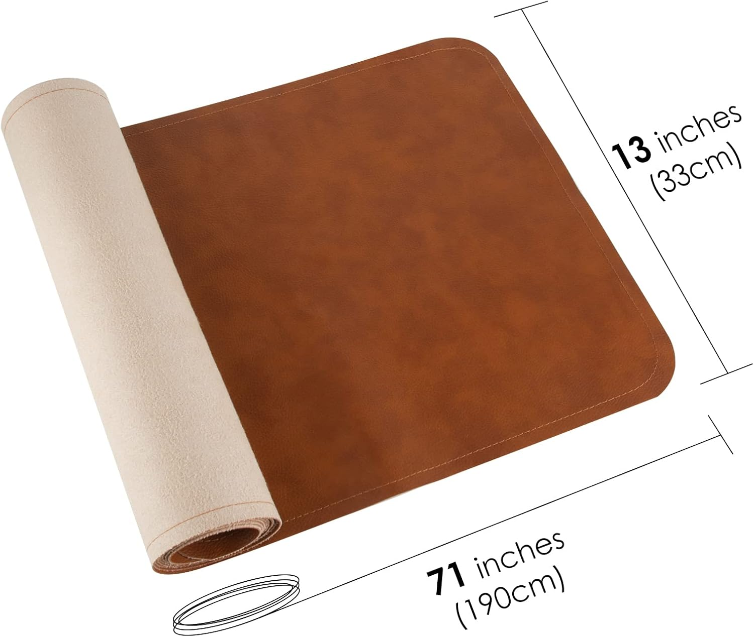 Linkidea Vegan Leather Table Runner, 71 X 13 Inches Heat Resistant, Waterproof, Faux Leather Table Mat for Daily Use, Holidays and Catering Events (Brown) image number 2