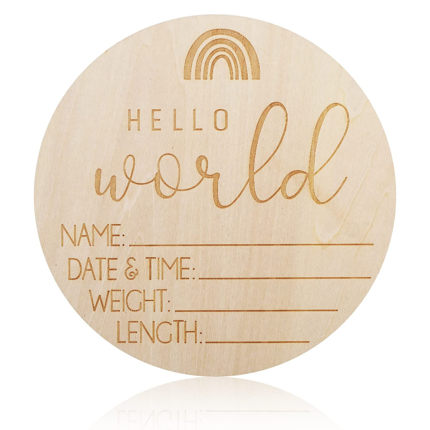 AIEX Wooden Baby Announcement Sign, Round, 5.9 Inches, Hello World, Newborn Welcome Sign, Photo Prop, Nursery Decor image number 2