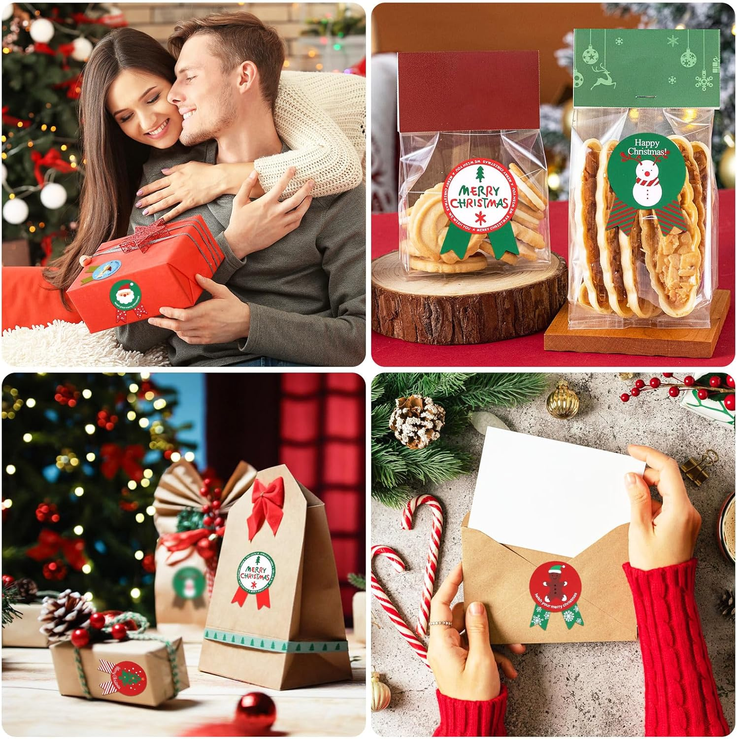 Hianjoo Christmas Stickers, 130 Pcs Gift Stickers 15 Sheets Seals Sticker round Xmas Tags Gift Seal Stickers Envelope Seals Sticker, Santa Snowmen Tree Jinglebell Gift Decoration image number 6