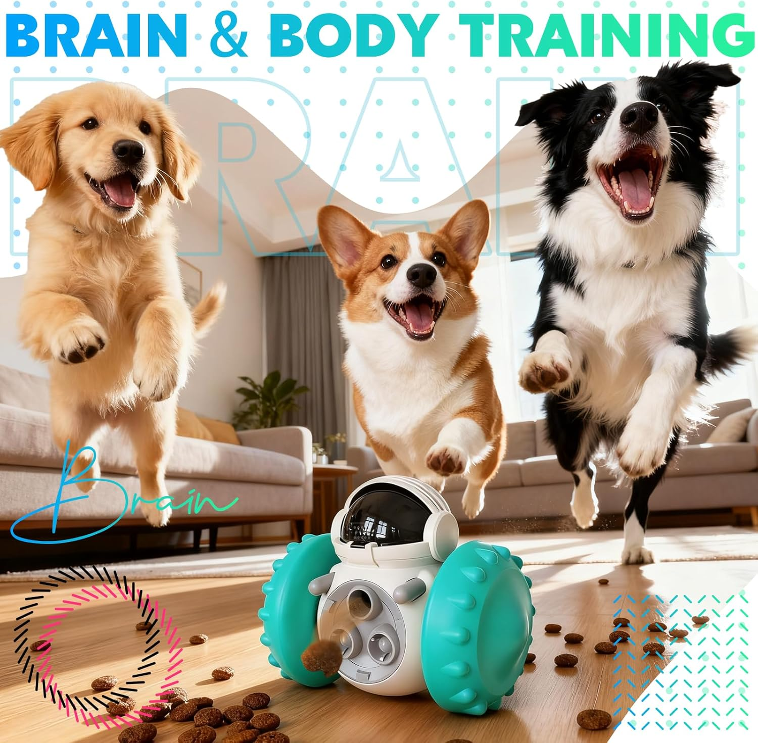 JORAGO Interactive Dog Puzzle Toys - Pet Treat Dispenser for Boredom, Dog Enrichment Toys for Small Medium Large Dogs, Puppy Chase Toys Slow Feeder Training Dispensing Toy Indoor to Keep Them Busy image number 4