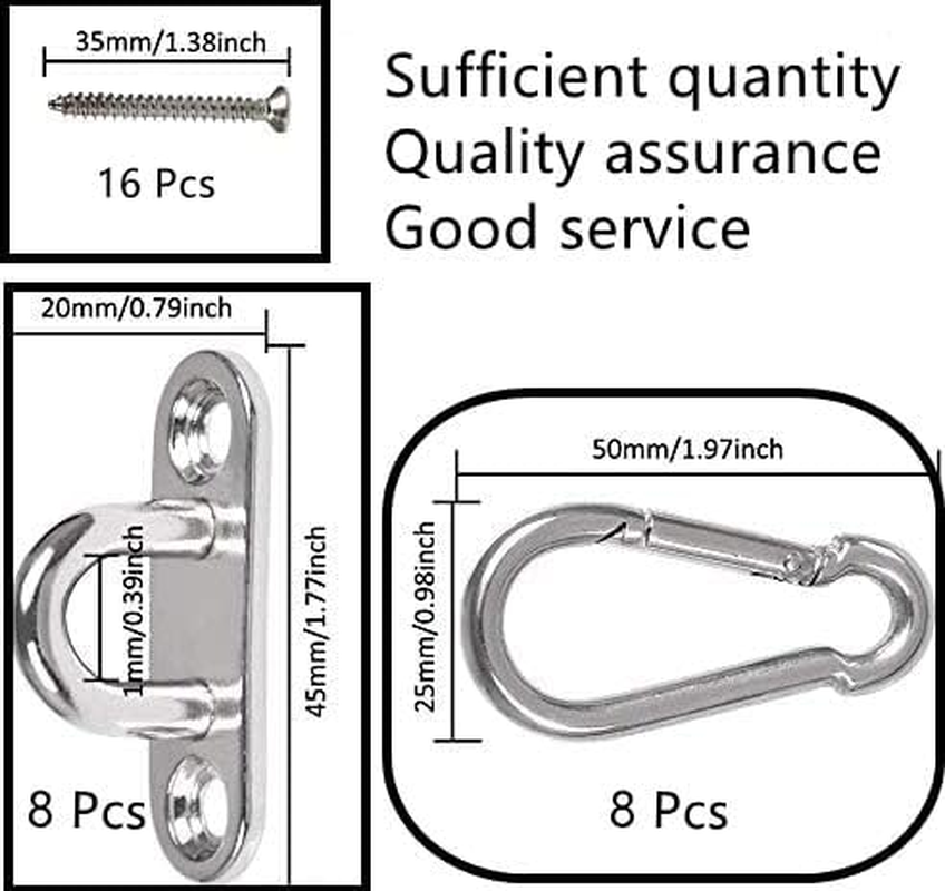 32 Pieces Stainless Steel Ceiling Hooks with Screws and Carabiners U-Shaped Wall Ceiling Mount Staple Hook,For Hammock Mosquito Net and Plant Basket. image number 2