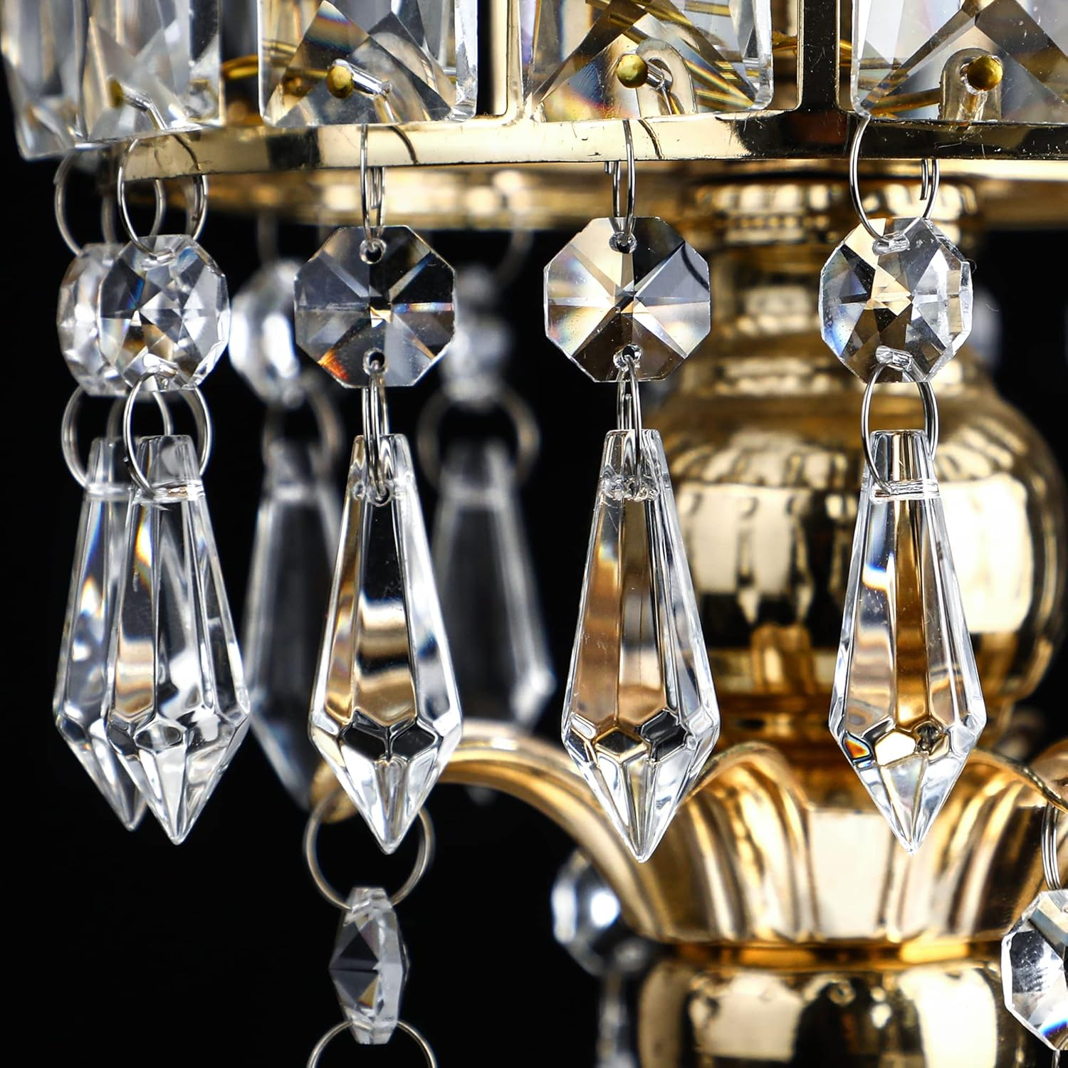 HDCRYSTALGIFTS Clear Chandelier Icicle Crystal Prisms Octogan Glass Bead for Lamp Decoration,Pack of 50 (38Mm&Silver Circle Clips) - 20Pcs_Silver Connector image number 7