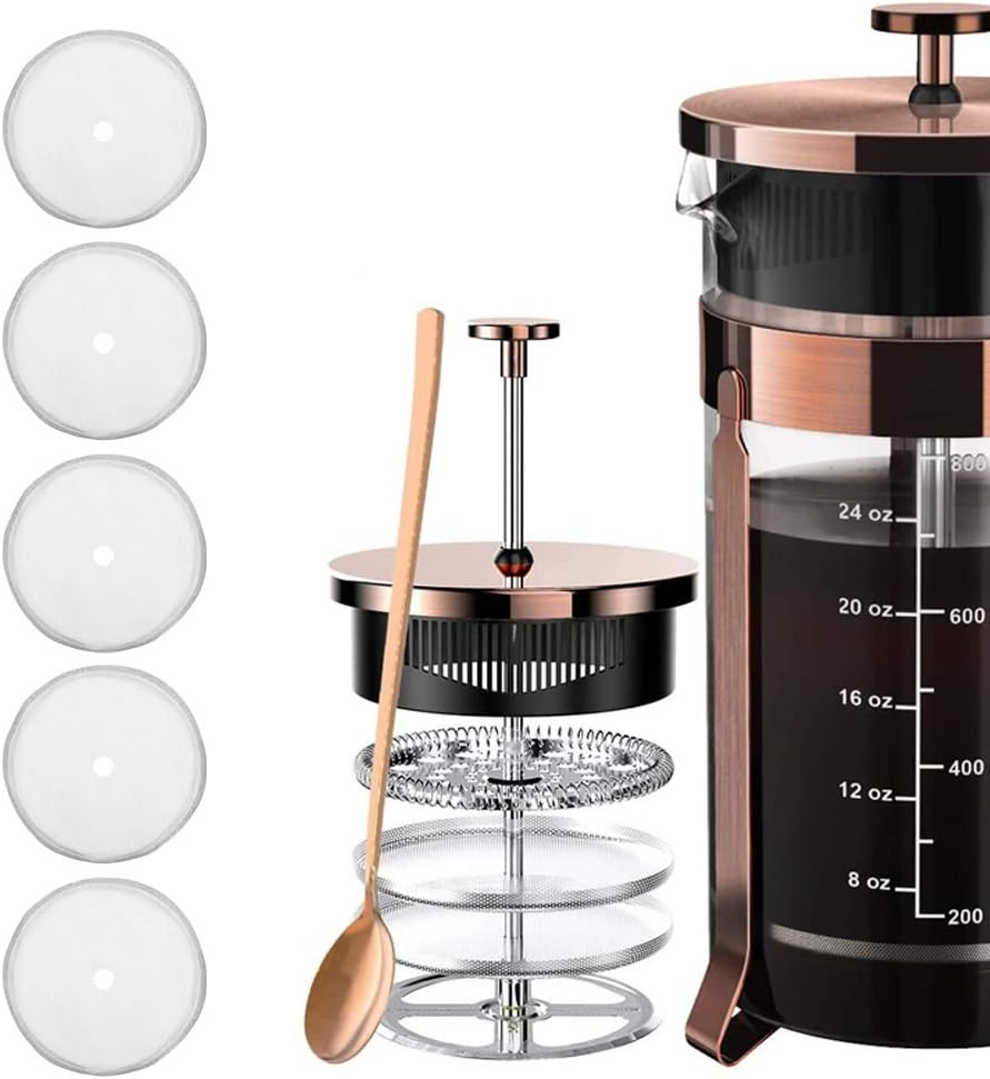 5Pcs 80 Mesh French Press Filter Stainless Steel Filter Screen Replacement for 350Ml French Press Coffee Maker