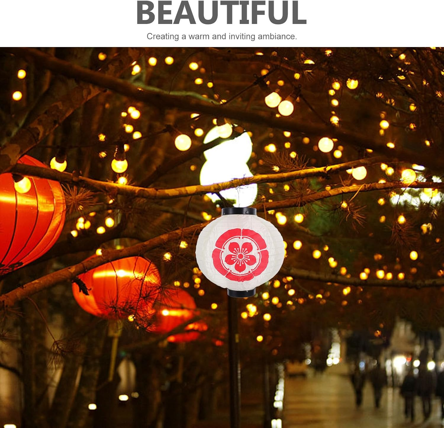 INOOMP Japanese Hanging Lantern Fabric Decorative Pendant for Outdoor Indoor Party Festival Weather Resistant Japanese Style Lantern for Restaurant Home Decor image number 6