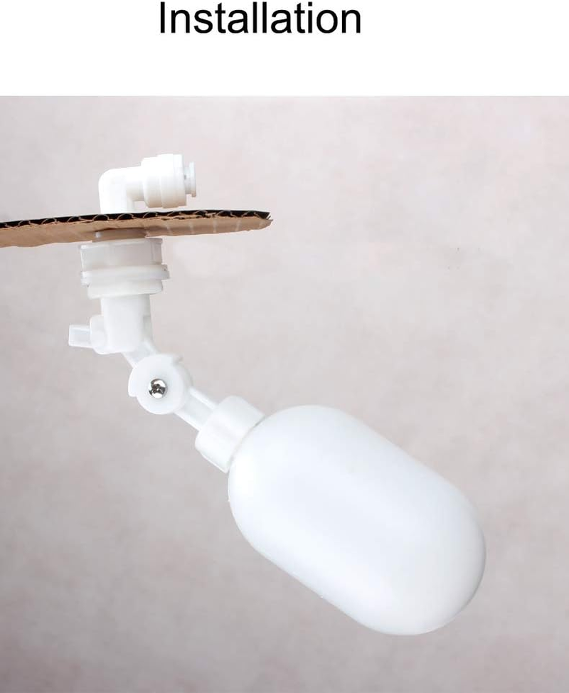 2018 MFS2 Mini White Plastic Quick Fitting Adjustable PVC Float Shut off Valve for Tubing OD 1/4" or 3/8" Used for RO System Refrigerator Ice Maker Coffee Machine image number 5