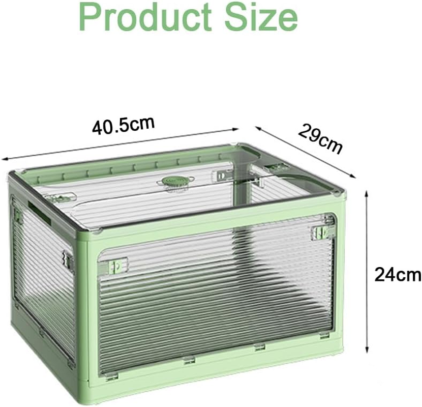 Stackable Storage Bins with Lids,Multi-Opening Storage Box，Stackable Bins with Lids and Wheels for Clothes, Snacks, Toys & Books, Collapsible Container for Home Office Outdoor Dorm (Green) image number 4