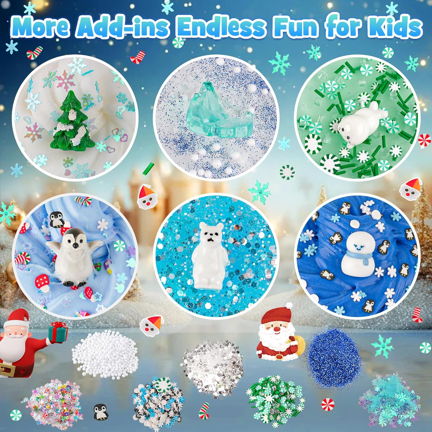 LAWOHO 6 Packs Snow Slime Kit - Cloud Slime, Butter Slime, Clear Slime & Water Slime, Crunchy Slime for Kids with Slime Add-Ins, Slime Kit for Girls & Boys Birthday Halloween Christmas Easter Favors image number 5