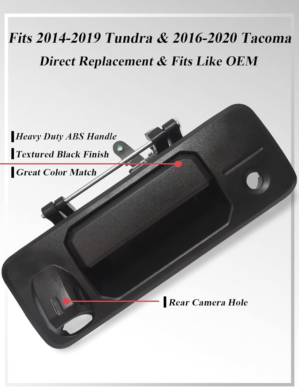 SYOAUTO Tailgate Handle Automotive Replacement Part for 2014-2019 Toyota Tundra and 2016-2020 Toyota Tacoma Liftgate Latch Handle with Rear Camera Hole Replaces# 69090-0C090, 69090-0C091 image number 6