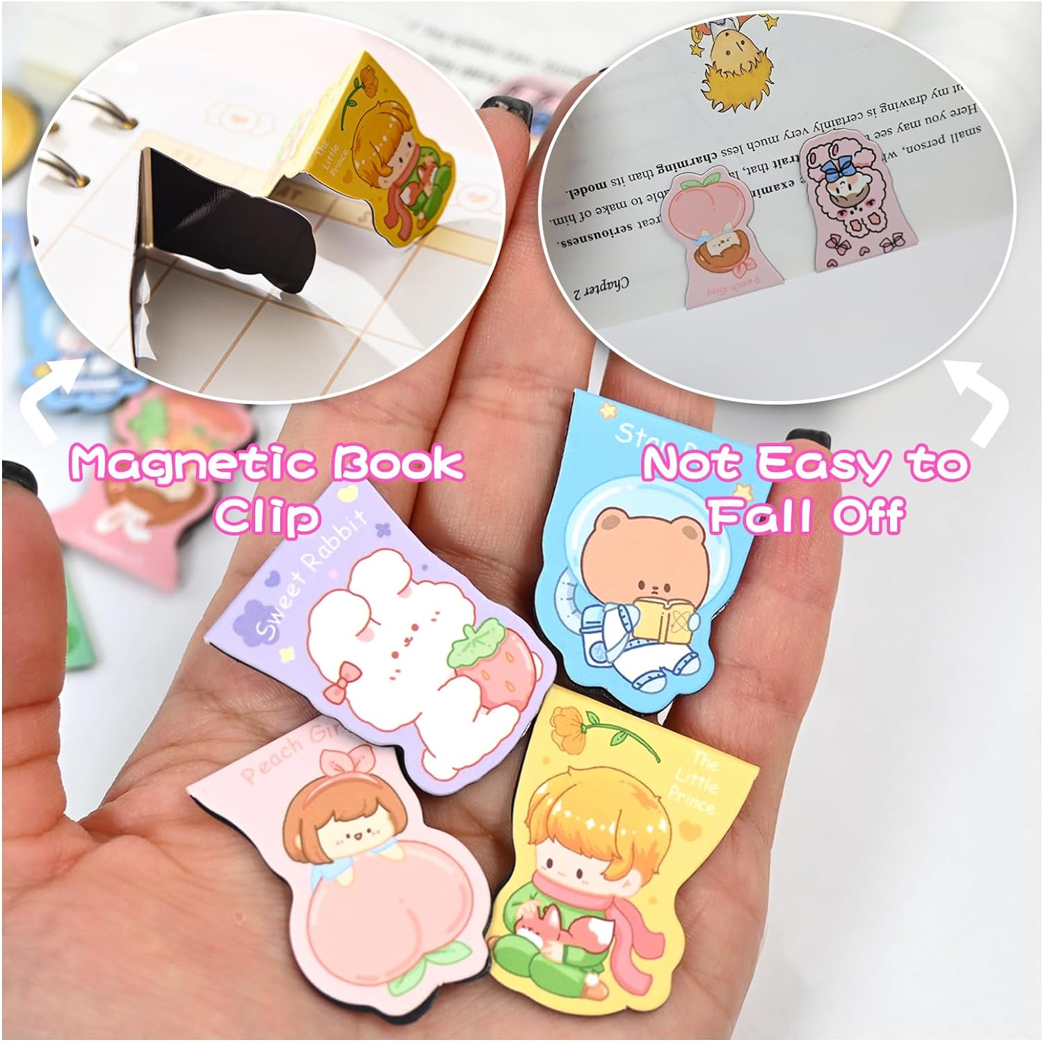 24 PCS Magnetic Bookmarks for Kids, Cute Magnetic Bookmark, Kawaii Bookmarks Book Marker Clip, Magnetic Book Mark for Reading Lovers Women Girls Kids Teachers Stationery Gifts image number 4