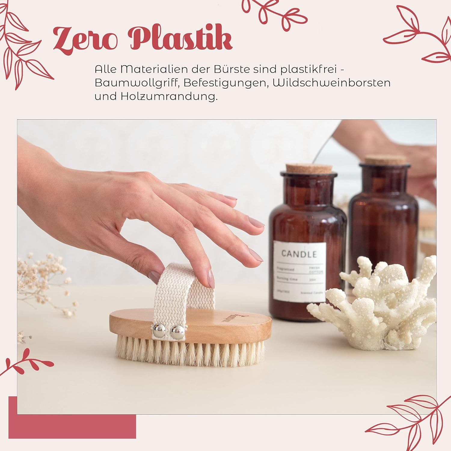 Body Brush Oval without Plastic, Dry Brush, Exfoliating Brush, Massage Brush, Exfoliating Body, Brush for Removing Dead Skin, Improves Lymphatic Functions image number 1