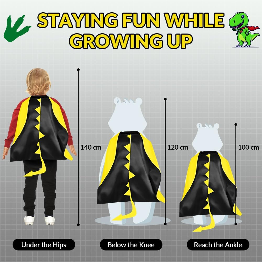 AUTOWT Dinosaur Capes Costume for Kids, 4 Pack Dragon Toddlers Boys Girls Dress up Costumes Clothes with Masks Paws Dino Role Play Birthday Party Favors - Black image number 6