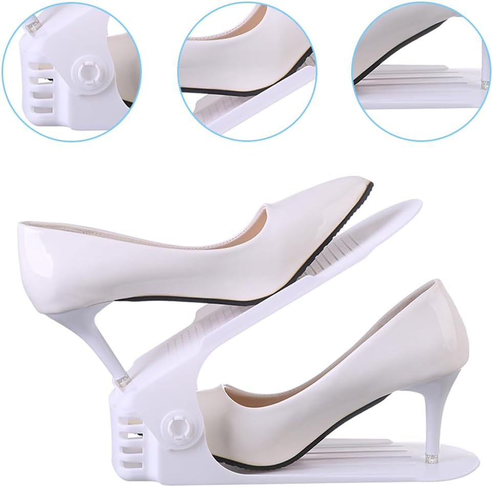 12 Pack Shoe Slots Organizer,Adjustable Shoe Stacker,Shoe Storage Holder,Double Layer Shoe Rack Organizer Holder,Sneakers Display Tray Rack,For Closet Organization image number 6