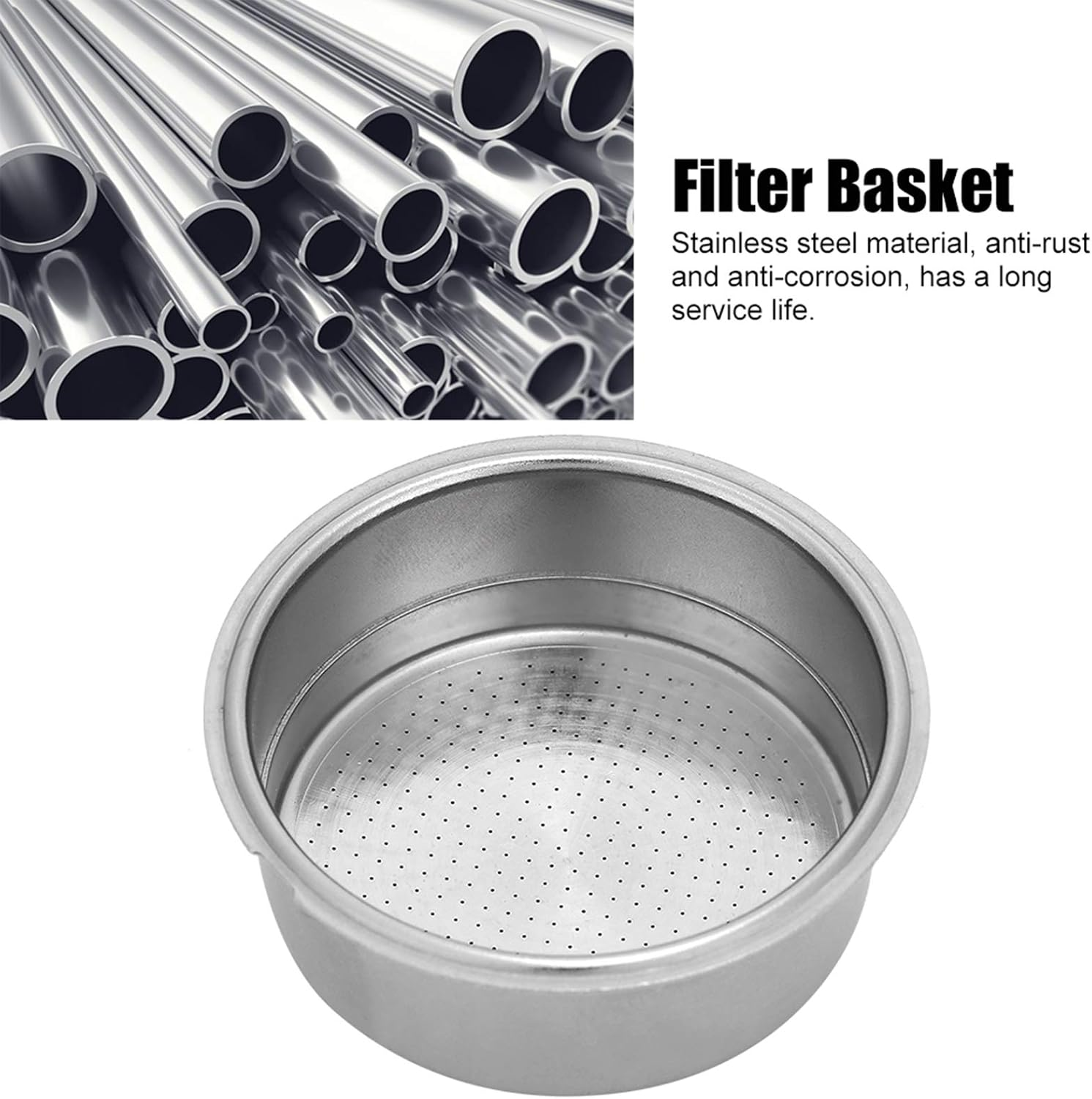 MUNEFE Stainless Steel Filter Basket, Coffee Filter Basket, Espressos Filter Basket for Home Use, Tea Shop, Coffee Shop, Etc image number 6