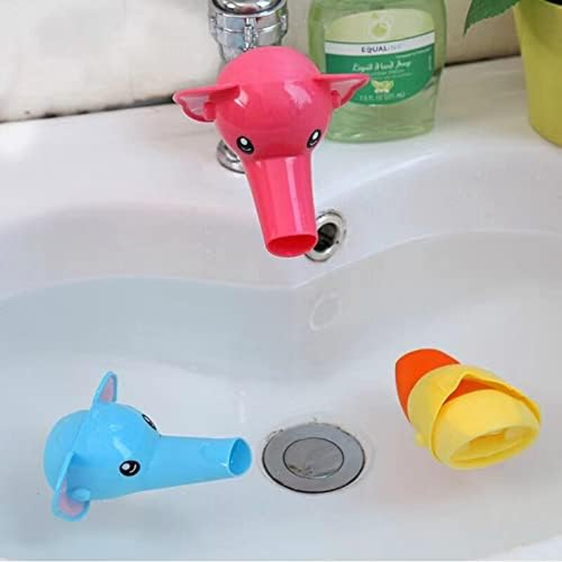 Faucet Extender for Kids, EVSOFMLF 3Pcs Faucet Cover Cartoon Faucet Extender Sink Hand Extender Washing for Children, Toddler, Baby Fun and Safe (Blue Dolphi, Yellow Duck, Pink Elephant) image number 3