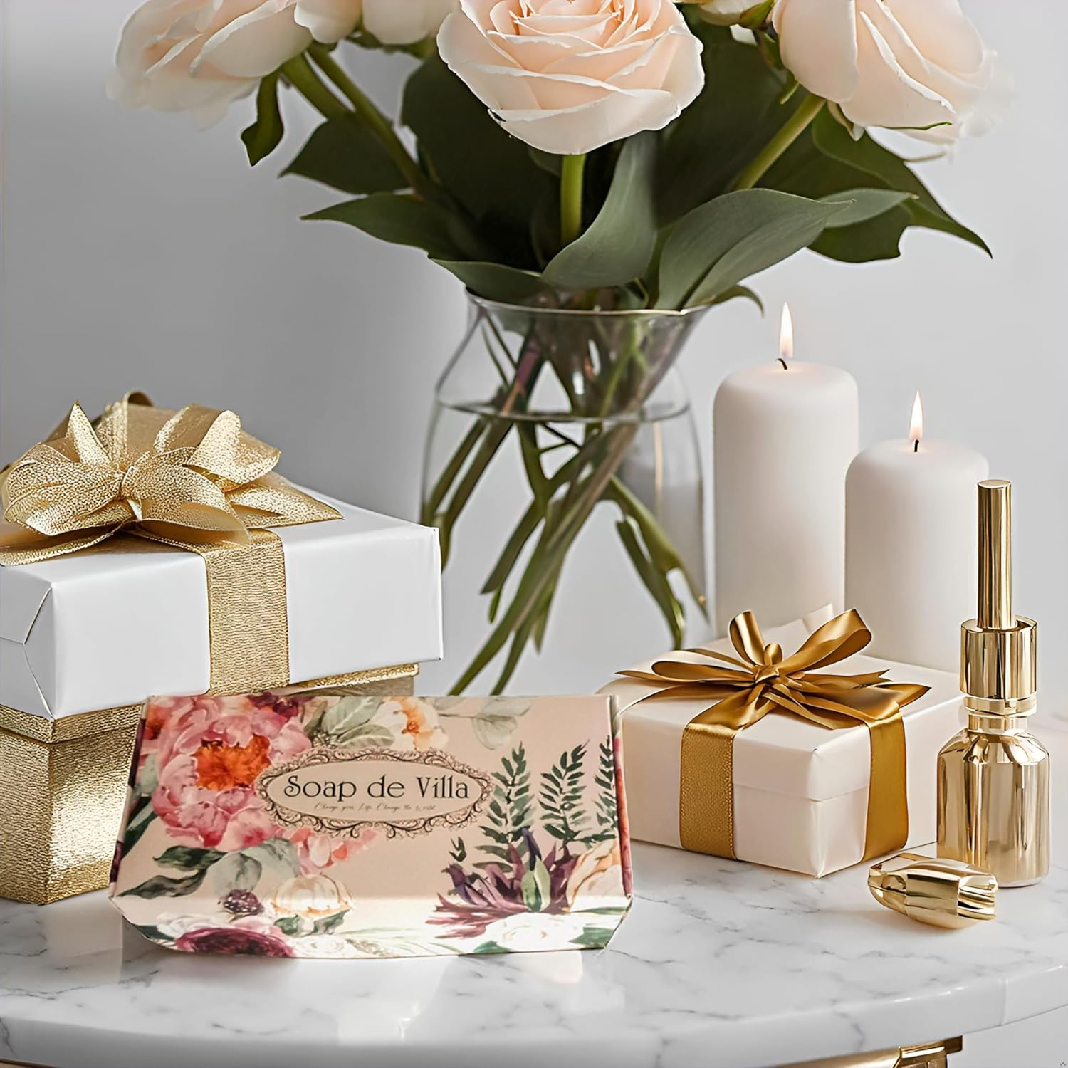 Floral Gift Box with 3 Large Goat'S Milk Soaps &ndash; Luxurious Skincare Gift Set image number 3